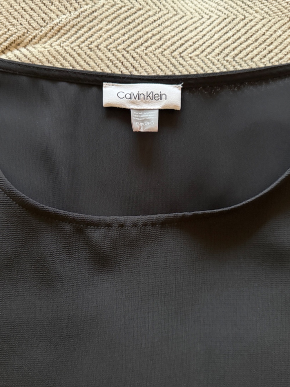 Calvin Klein Black Scoop Neck Blouse Petite Large